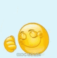 a cartoon smiley face is giving a thumbs up