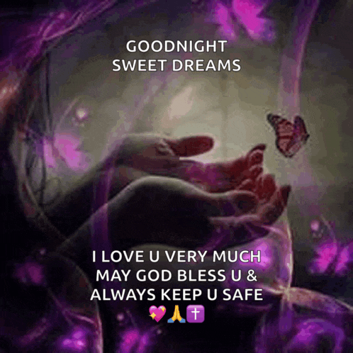 a goodnight sweet dreams message with a butterfly in the background