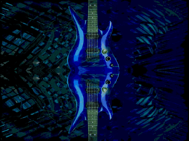 a blue guitar on a dark blue background