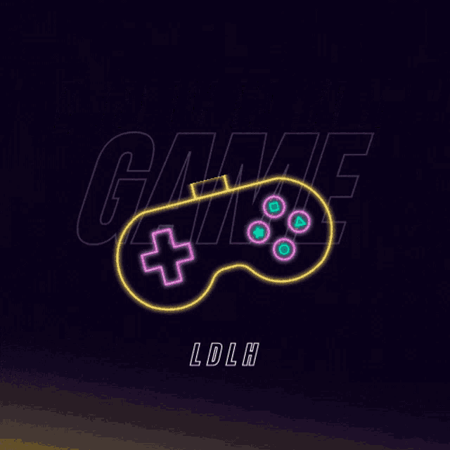 a neon sign that says " i ve a " with a game controller