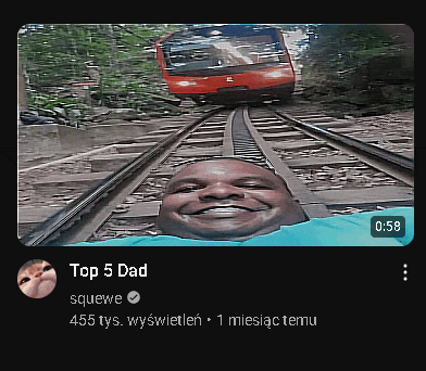 a picture of a man on a train track with the caption top 5 dad squewe
