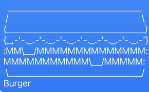 a blue background with the word burger in white