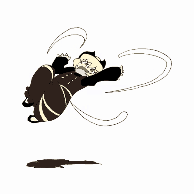 a cartoon drawing of a person falling on their back