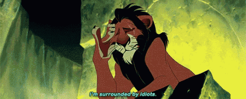 a lion from the lion king is surrounded by idiots