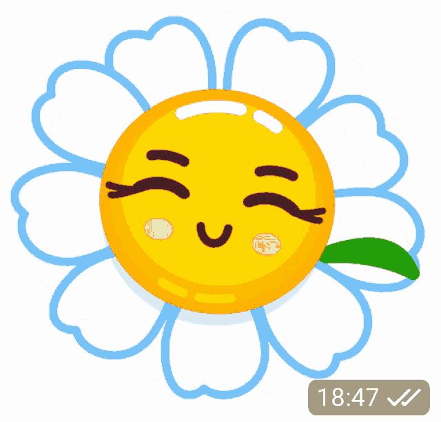 a sticker of a flower with a smiley face and the time of 1847