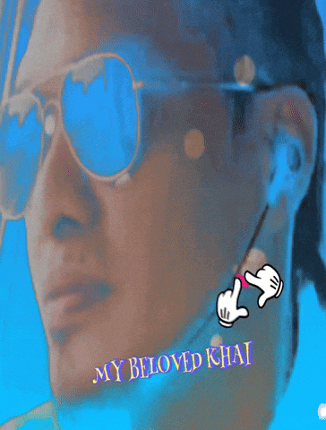 a close up of a person 's face with the words my beloved khai written on the bottom