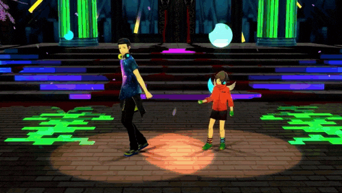 a man and a girl are dancing on a stage