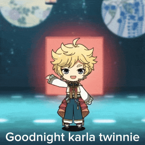 a cartoon character says goodnight karla twinnie on the bottom