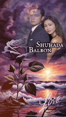 a painting of a man and a woman with shuhada balbon written on the bottom