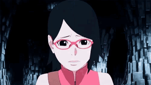 a close up of a cartoon character wearing glasses and a pink shirt .