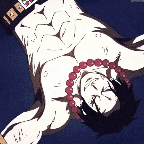 a drawing of a man laying on his back with a belt around his waist