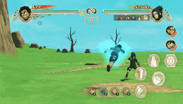 a video game with lee and sasuke fighting