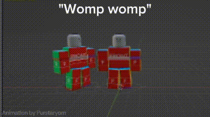 a cartoon character is sitting on top of a pile of blocks and says womp womp .