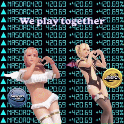 a screen that says we play together with a couple of girls on it