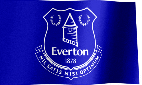 a blue flag that says everton 1878 nil satis nisi optimum