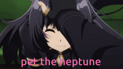 a picture of a girl with the words pet the neptune in pink