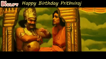 a painting of a man and a woman with the words happy birthday prithvirat