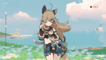 a drawing of a girl with a cat ear and a star in her hair
