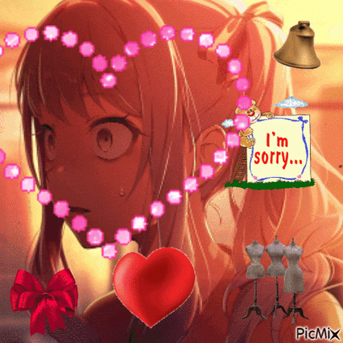 a girl with a sign that says i 'm sorry on it