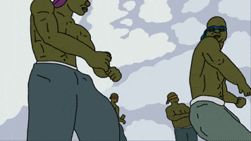 a cartoon drawing of a man with a bandana around his head