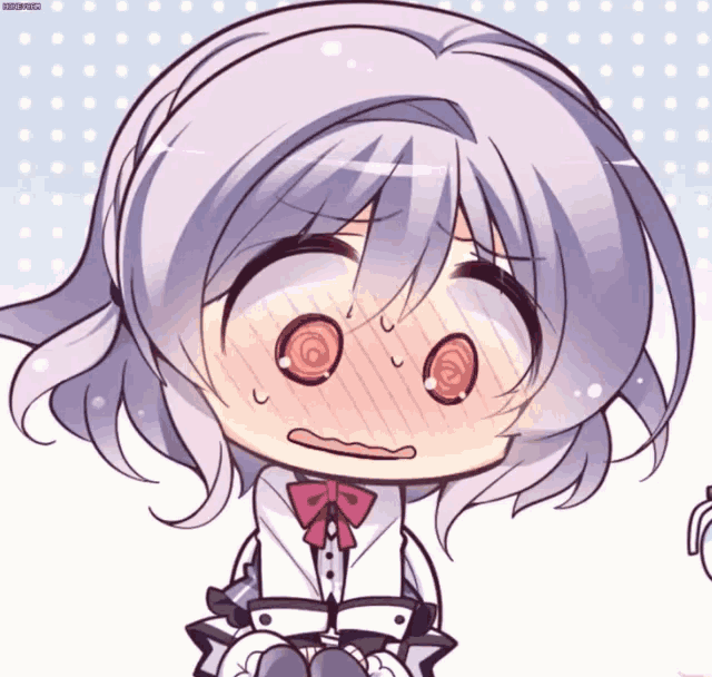 a drawing of a girl with white hair and red eyes
