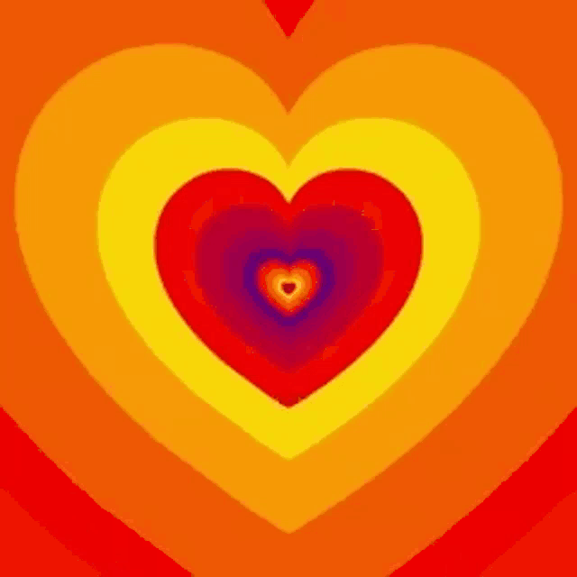 a rainbow of colorful hearts on a red background .