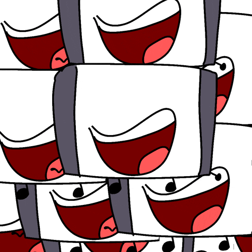 a bunch of cartoon faces with their mouths open