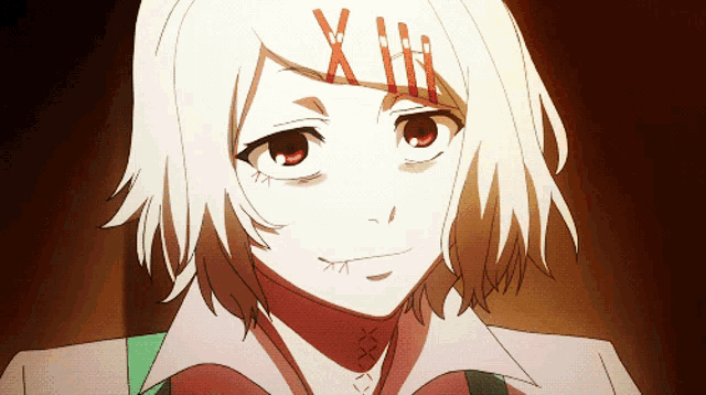 a close up of a person 's face with the letters xiii on it