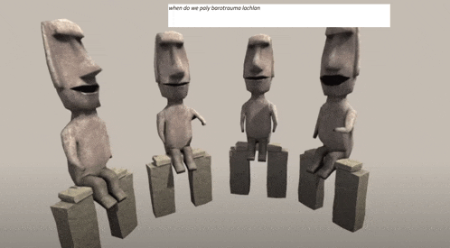 a 3d model of a group of statues with a caption that says when do we poly boretrauma lachlom