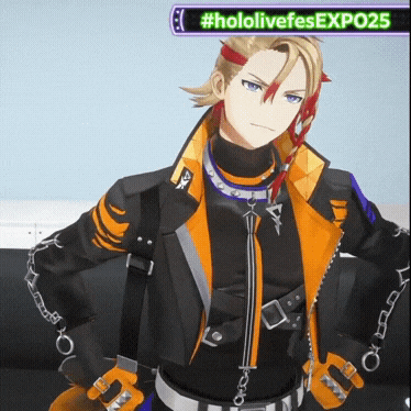a video game character with #hololivefeexpo25 on the bottom right