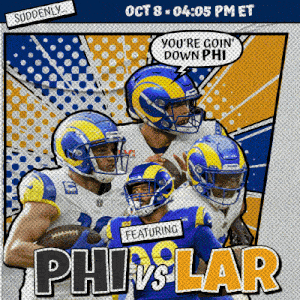 an advertisement for phil vs lar featuring rams players