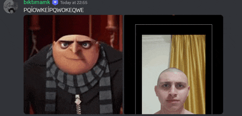 a picture of a despicable me character and a picture of a man with a shaved head