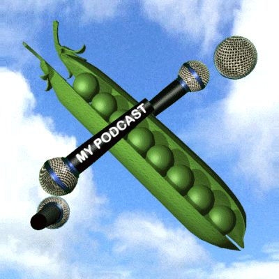 a green peas pod with a microphone sticking out of it
