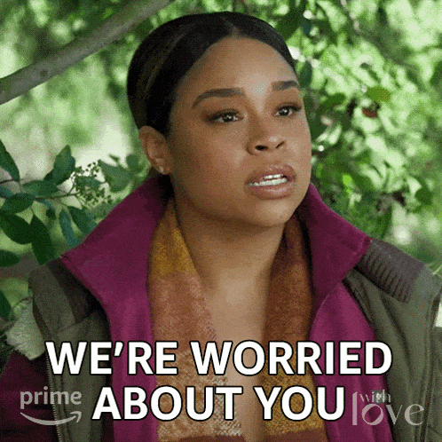 a woman says we 're worried about you on a screen