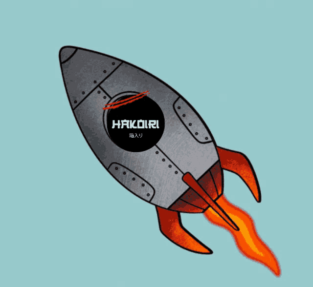 a cartoon drawing of a rocket with the word hakuri on it