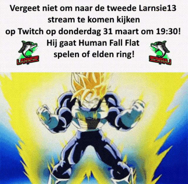 a poster for larnsie13 shows a cartoon character surrounded by lightning
