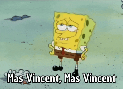 a cartoon of spongebob that says mas vincent