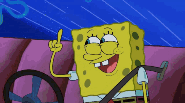 a cartoon of spongebob wearing a seat belt