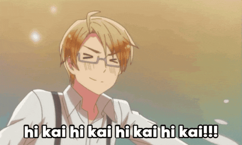 a man with glasses says hi kai hi kai hi kai hi kai !!