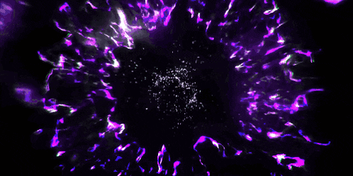 purple bubbles are floating in a dark space