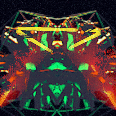 a colorful drawing with a triangle in the center
