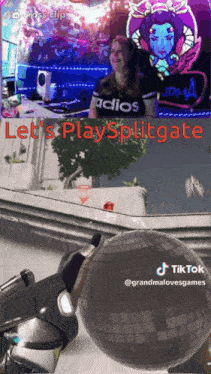 a collage of images with the words let 's play splitgate on top