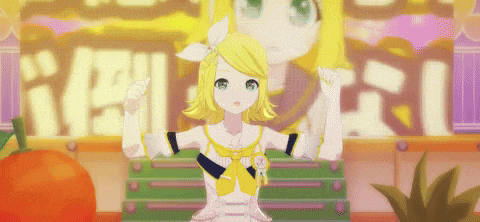 a girl with yellow hair and green eyes is standing in front of a sign that says ' i love you ' on it .