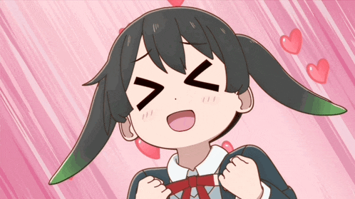 a cartoon of a girl with hearts surrounding her