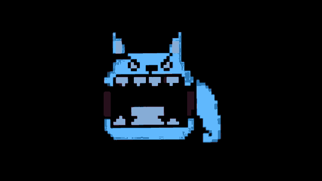 a pixel art drawing of a skull with a red stripe