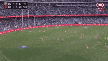 a fox broadcast of a soccer game shows a score of 57 to 73