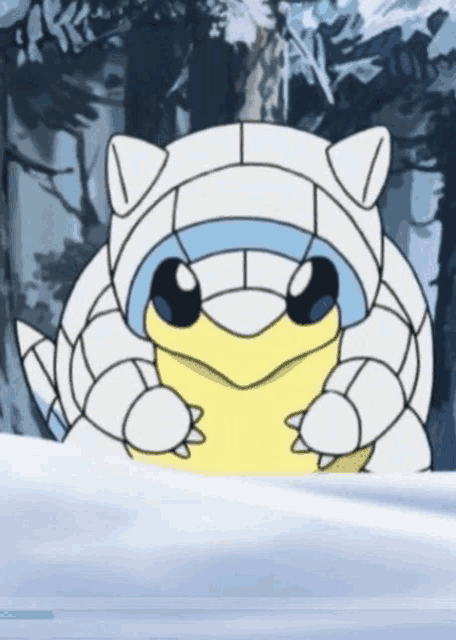 a cartoon character is sitting in the snow and holding a star .