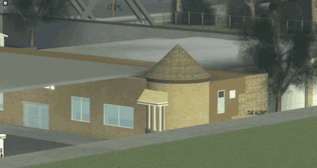 an aerial view of a building with the words " the albert " on it
