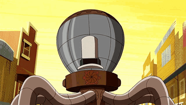 a cartoon drawing of an octopus with a circular emblem on it