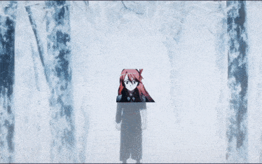 a drawing of a girl with red hair and a headband with the letter k on it